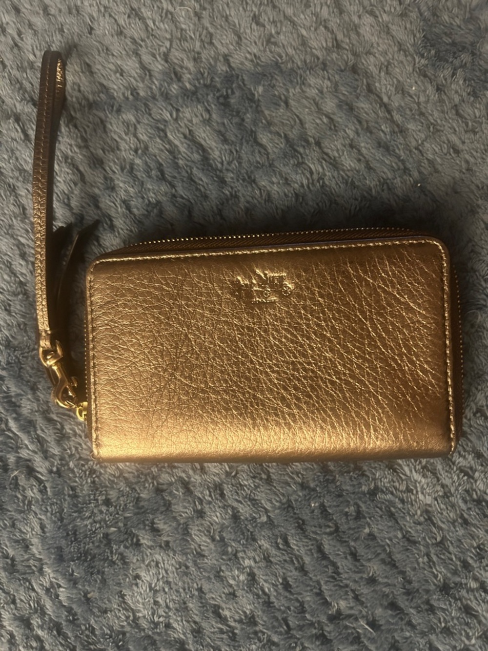 Coach Metallic Gold Leather Zip Wristlet/Wallet